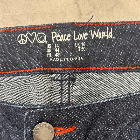 Peace Love World Regular Wide Leg Jeans with Side Buttons Womens Dark Blue Jeans - Picture 2 of 16